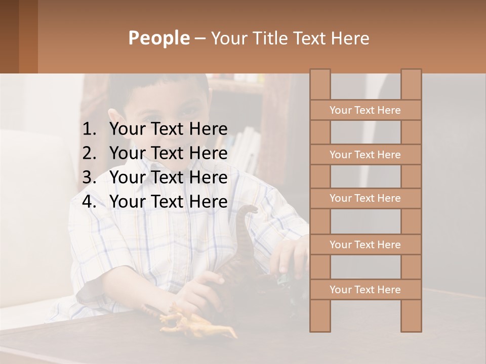 A Young Boy Sitting At A Table With A Toy PowerPoint Template
