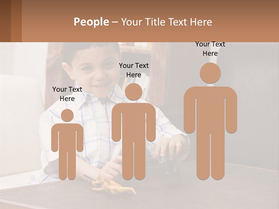 A Young Boy Sitting At A Table With A Toy PowerPoint Template