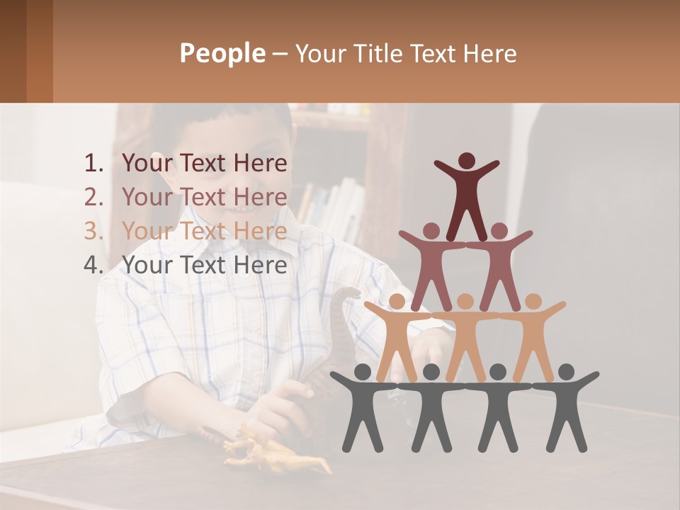 A Young Boy Sitting At A Table With A Toy PowerPoint Template
