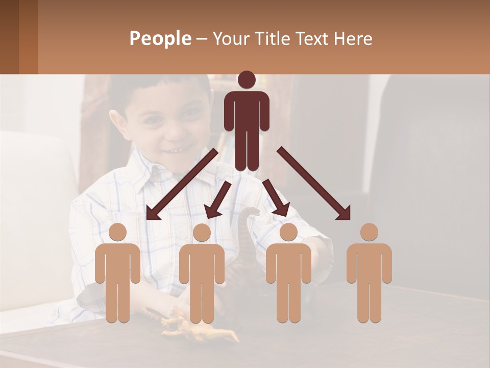 A Young Boy Sitting At A Table With A Toy PowerPoint Template