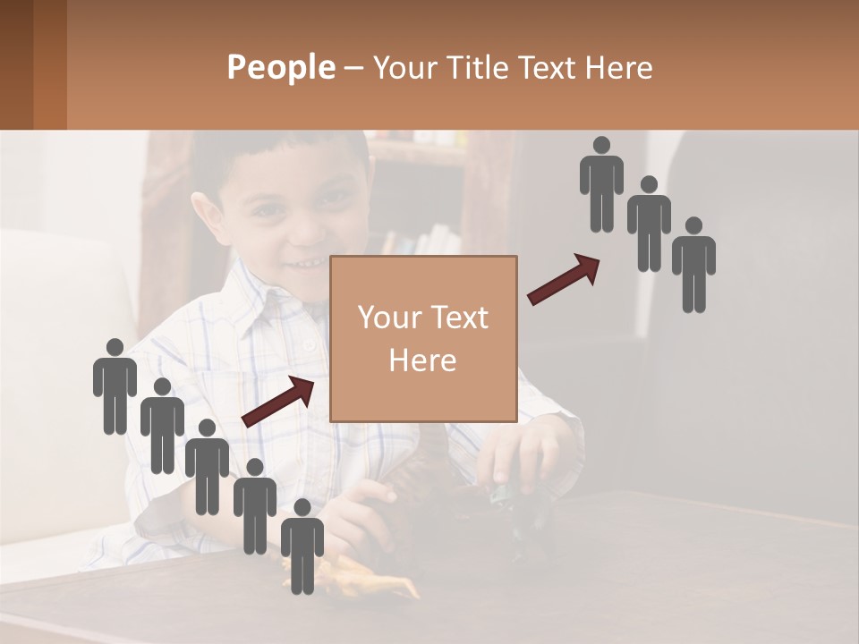 A Young Boy Sitting At A Table With A Toy PowerPoint Template