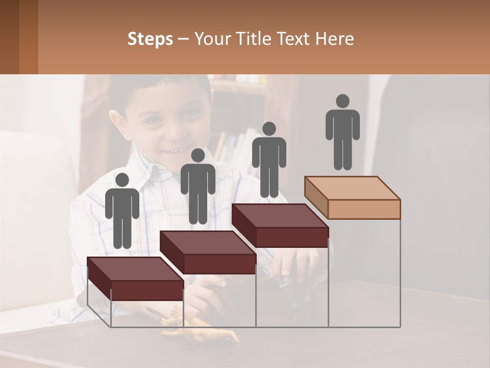 A Young Boy Sitting At A Table With A Toy PowerPoint Template