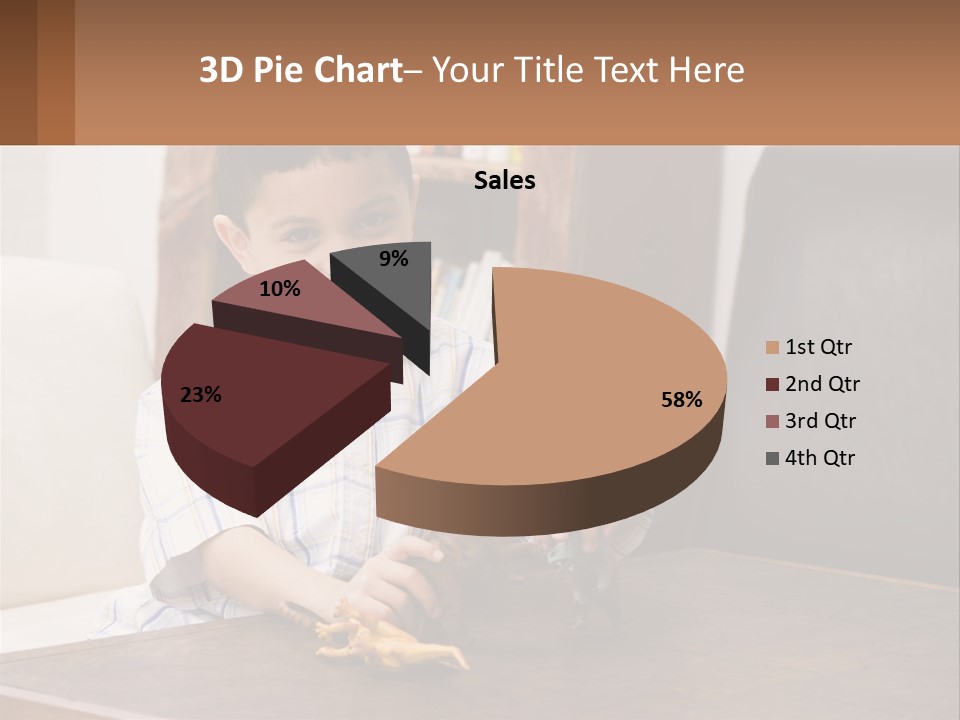 A Young Boy Sitting At A Table With A Toy PowerPoint Template