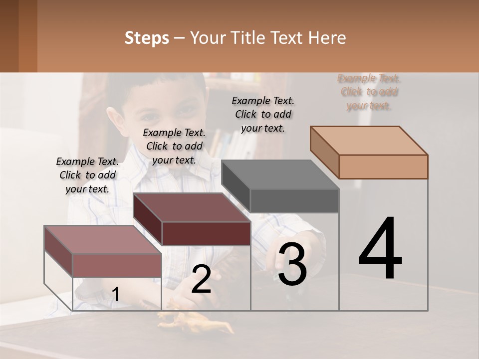 A Young Boy Sitting At A Table With A Toy PowerPoint Template