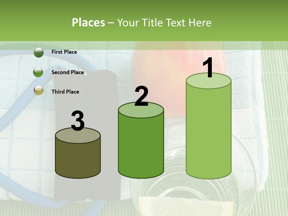 A Glass Of Water, Lemon, And A Piece Of Fruit On A Mat PowerPoint Template