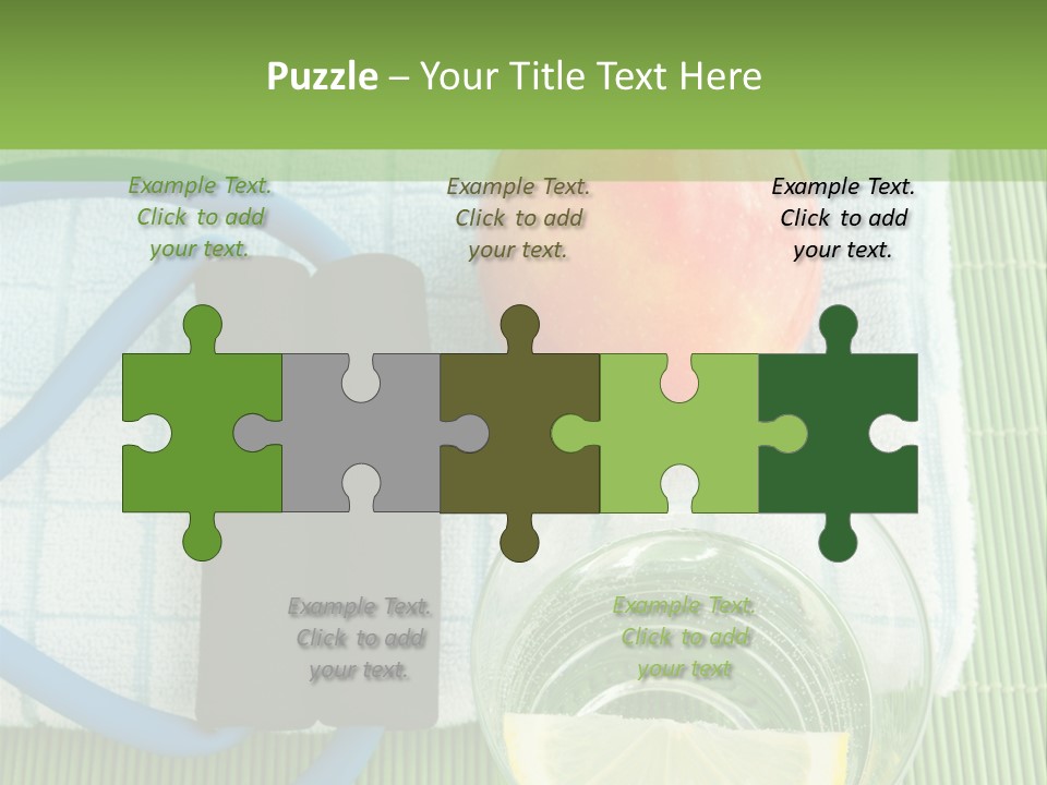 A Glass Of Water, Lemon, And A Piece Of Fruit On A Mat PowerPoint Template