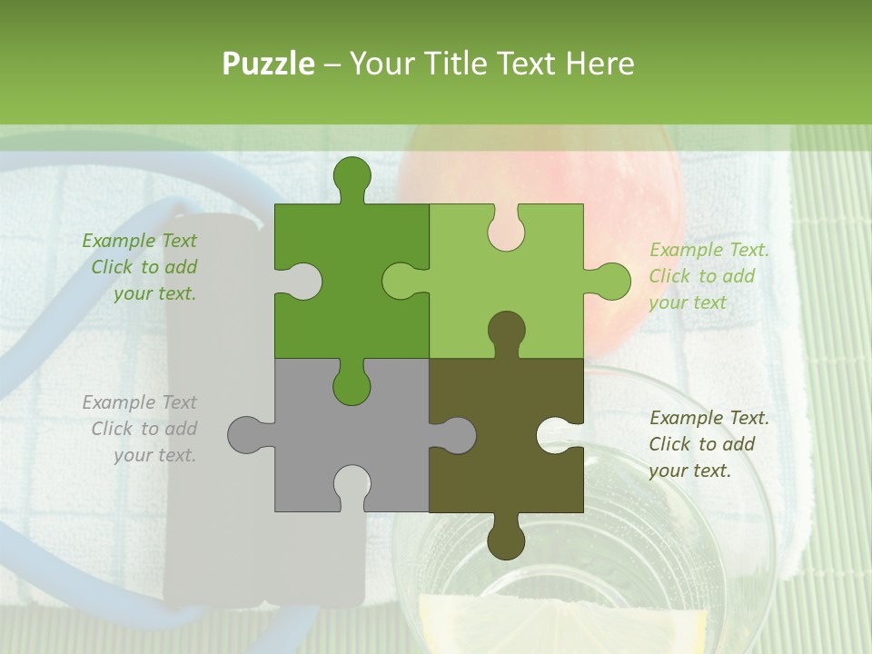 A Glass Of Water, Lemon, And A Piece Of Fruit On A Mat PowerPoint Template