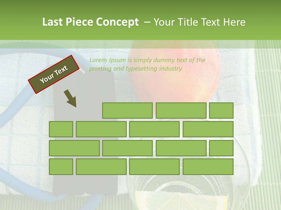 A Glass Of Water, Lemon, And A Piece Of Fruit On A Mat PowerPoint Template