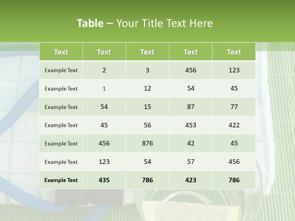 A Glass Of Water, Lemon, And A Piece Of Fruit On A Mat PowerPoint Template
