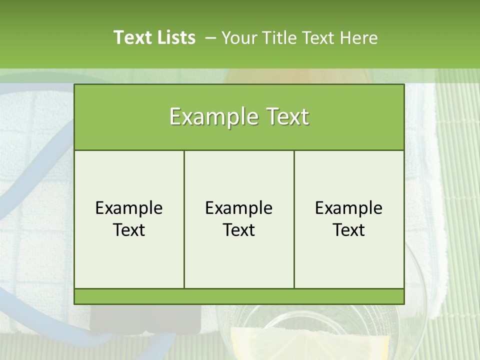 A Glass Of Water, Lemon, And A Piece Of Fruit On A Mat PowerPoint Template