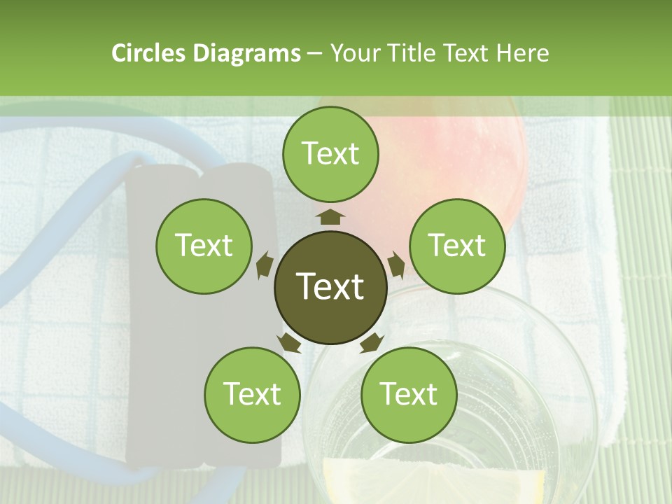 A Glass Of Water, Lemon, And A Piece Of Fruit On A Mat PowerPoint Template