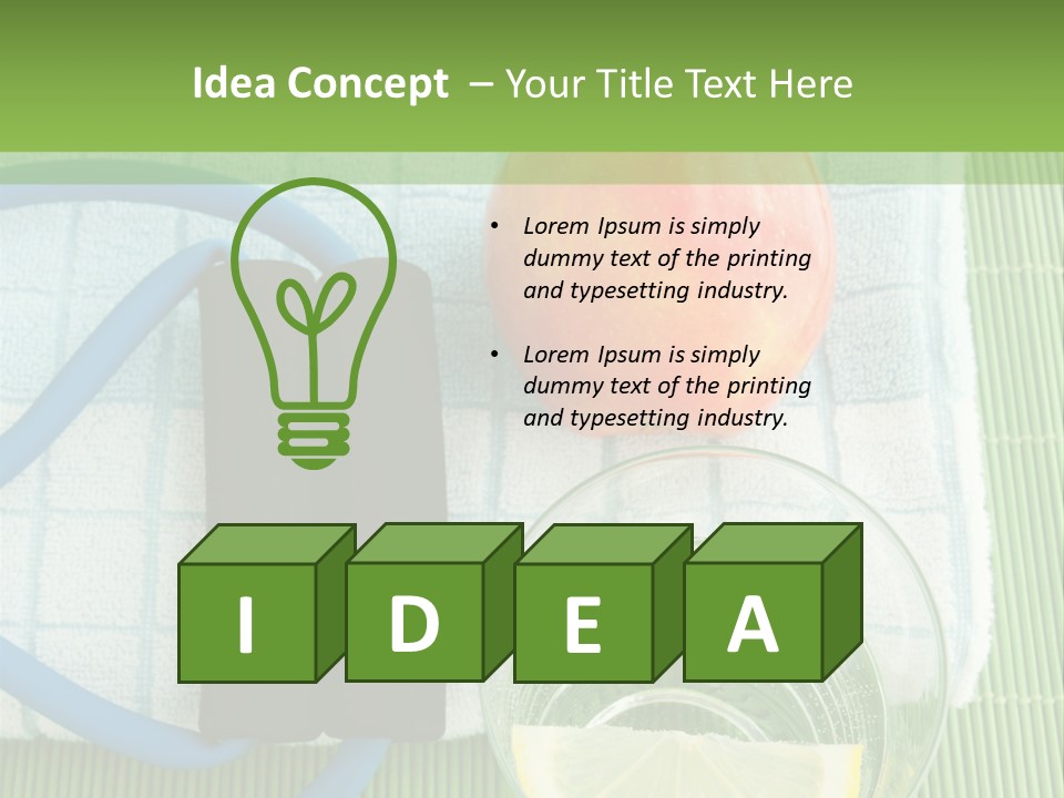 A Glass Of Water, Lemon, And A Piece Of Fruit On A Mat PowerPoint Template