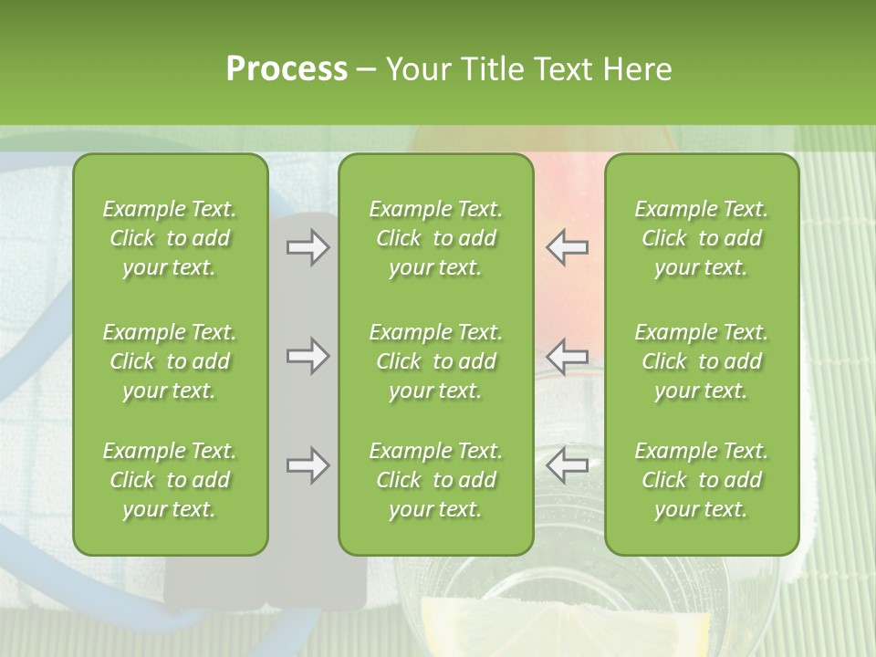 A Glass Of Water, Lemon, And A Piece Of Fruit On A Mat PowerPoint Template