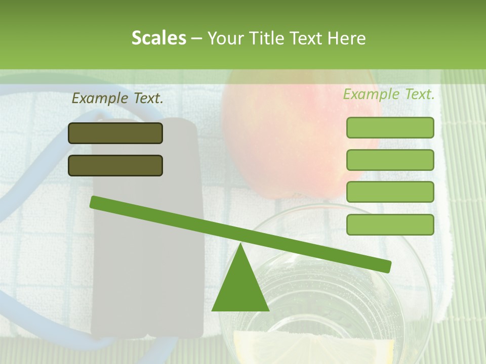 A Glass Of Water, Lemon, And A Piece Of Fruit On A Mat PowerPoint Template
