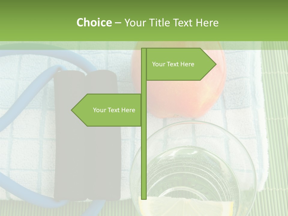 A Glass Of Water, Lemon, And A Piece Of Fruit On A Mat PowerPoint Template