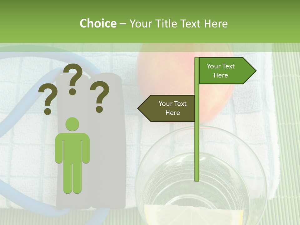 A Glass Of Water, Lemon, And A Piece Of Fruit On A Mat PowerPoint Template