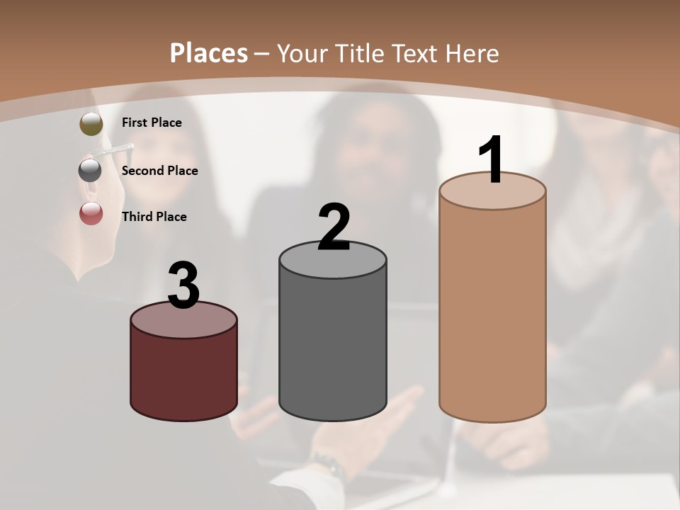 A Group Of People Sitting At A Table With A Laptop PowerPoint Template
