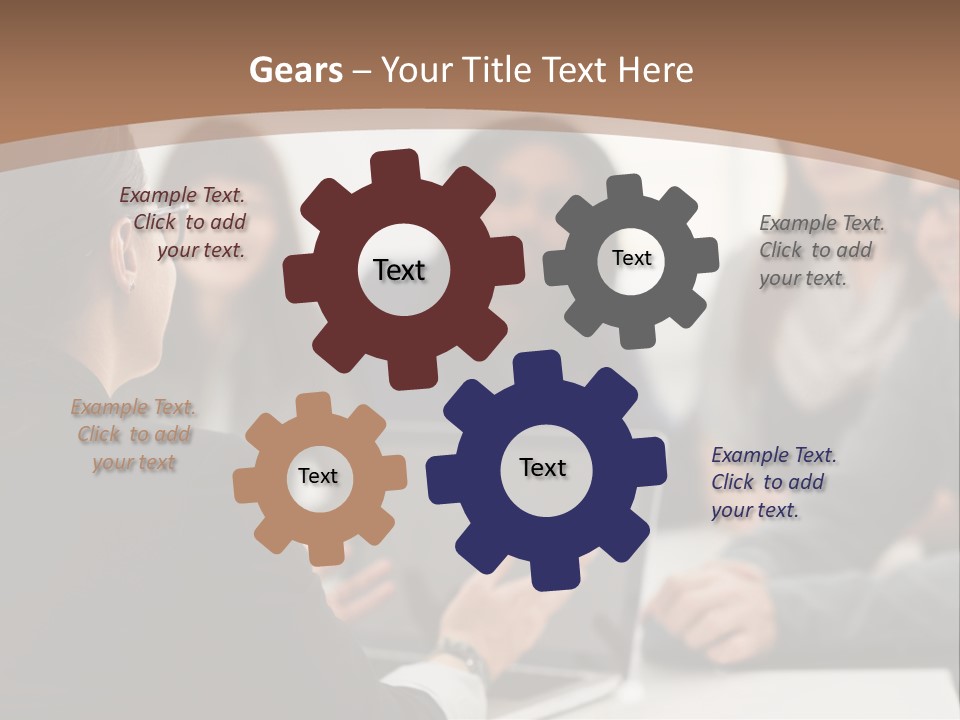 A Group Of People Sitting At A Table With A Laptop PowerPoint Template