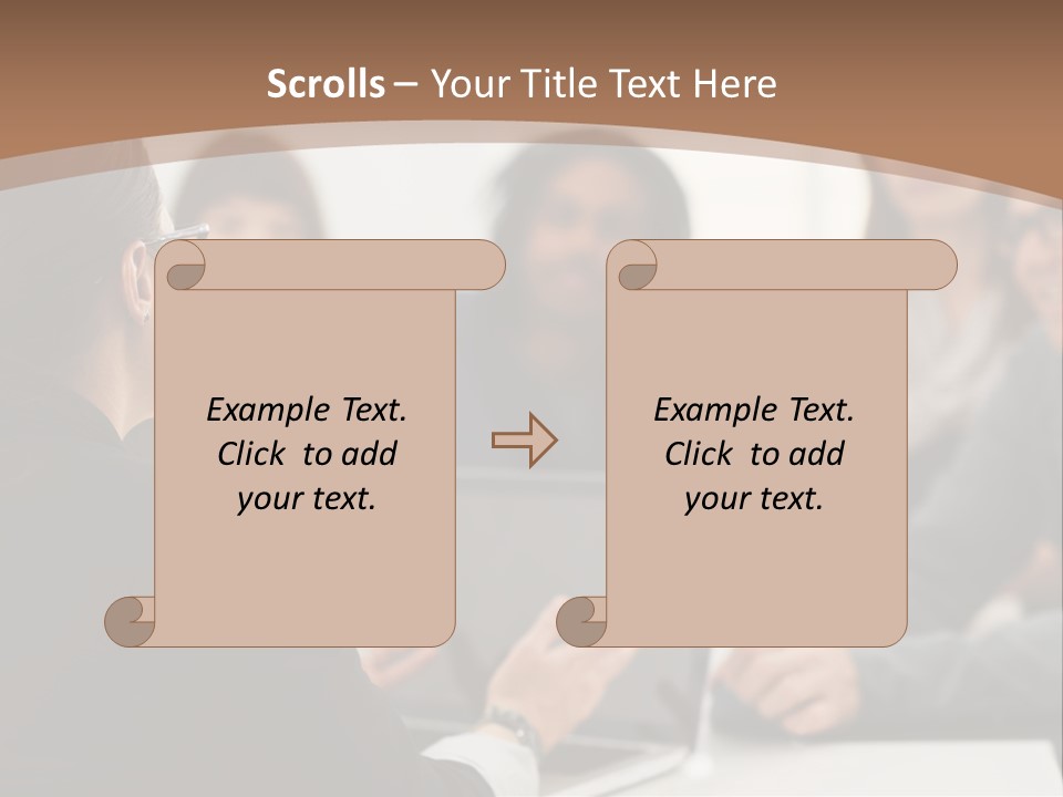 A Group Of People Sitting At A Table With A Laptop PowerPoint Template