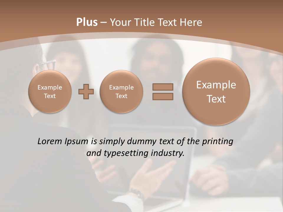 A Group Of People Sitting At A Table With A Laptop PowerPoint Template