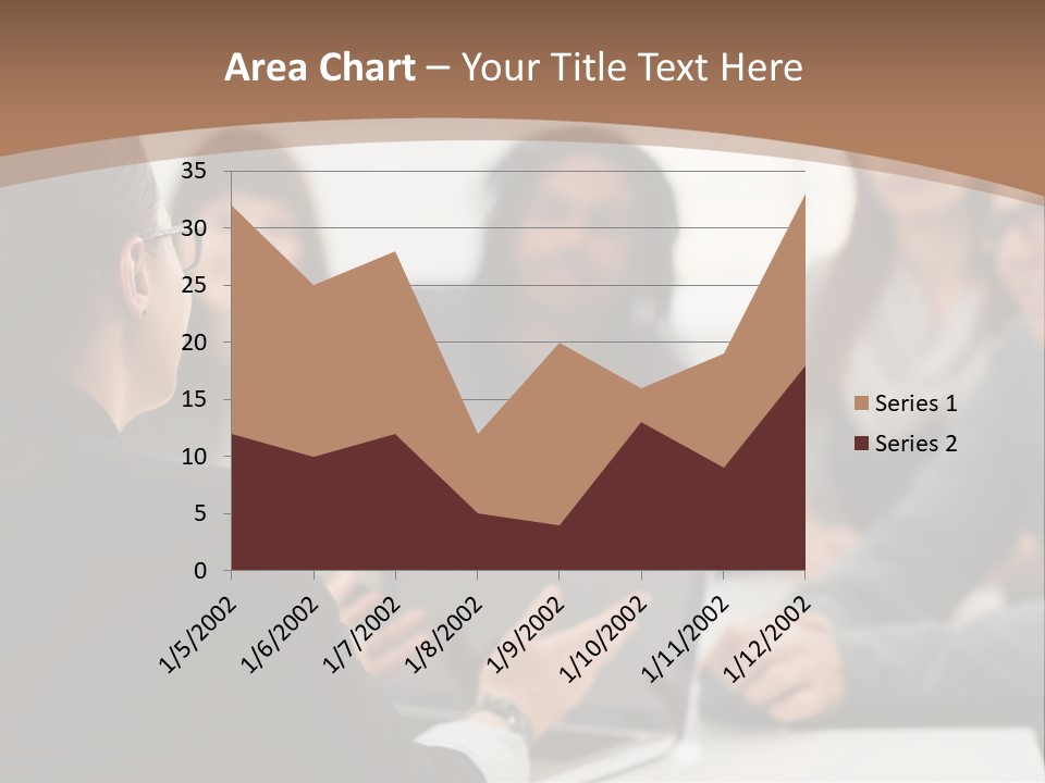 A Group Of People Sitting At A Table With A Laptop PowerPoint Template