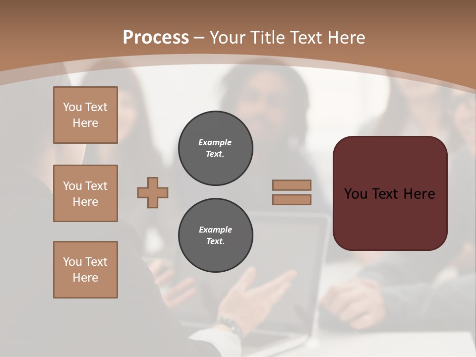 A Group Of People Sitting At A Table With A Laptop PowerPoint Template