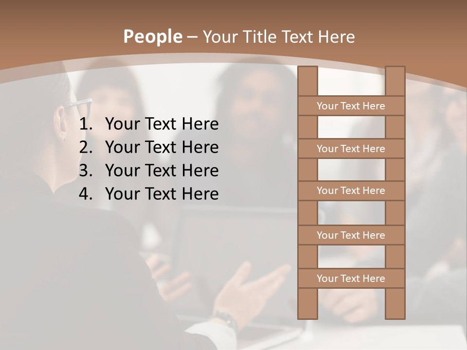 A Group Of People Sitting At A Table With A Laptop PowerPoint Template