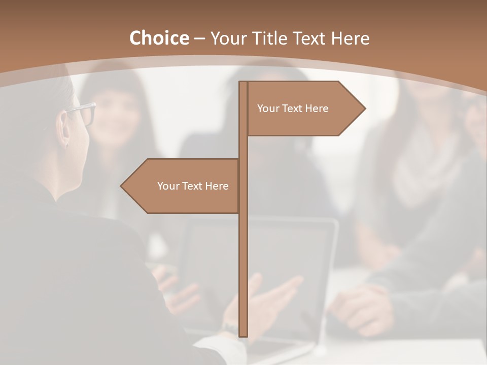 A Group Of People Sitting At A Table With A Laptop PowerPoint Template