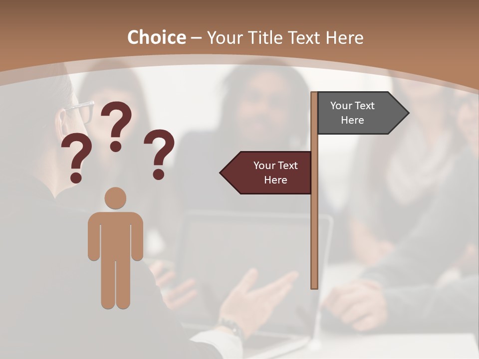 A Group Of People Sitting At A Table With A Laptop PowerPoint Template