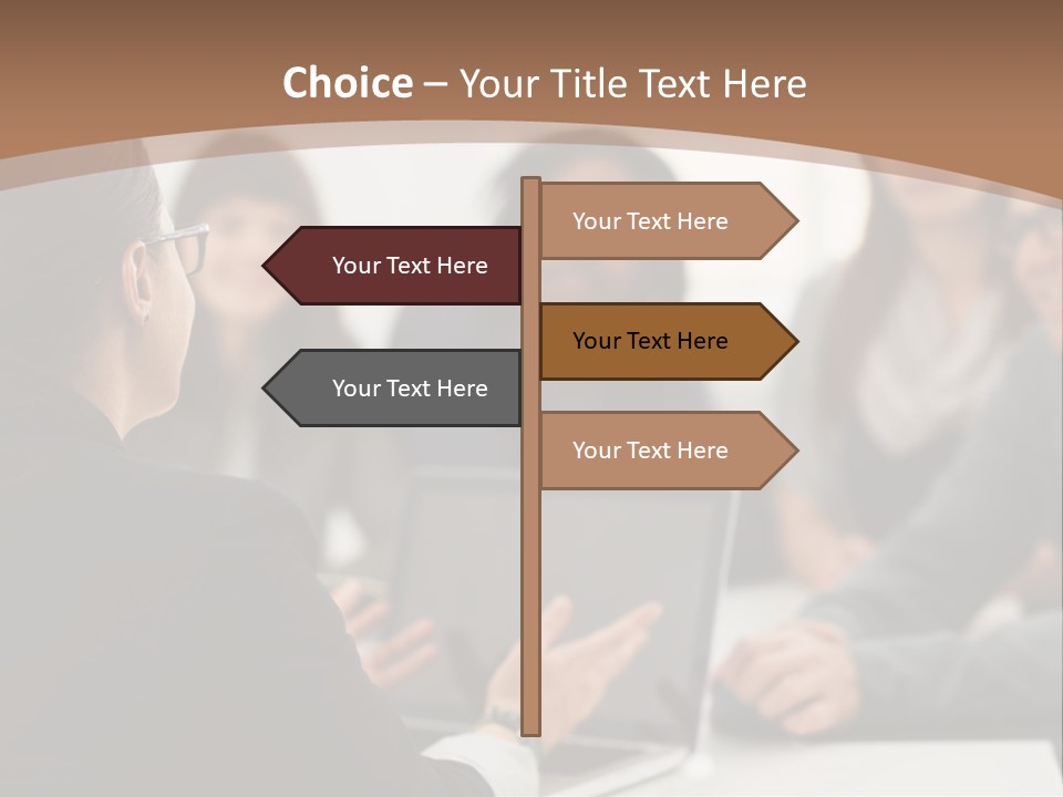 A Group Of People Sitting At A Table With A Laptop PowerPoint Template