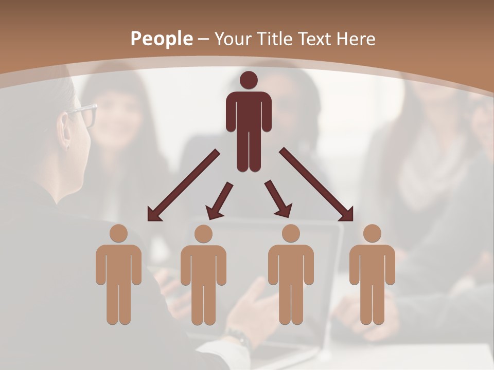 A Group Of People Sitting At A Table With A Laptop PowerPoint Template