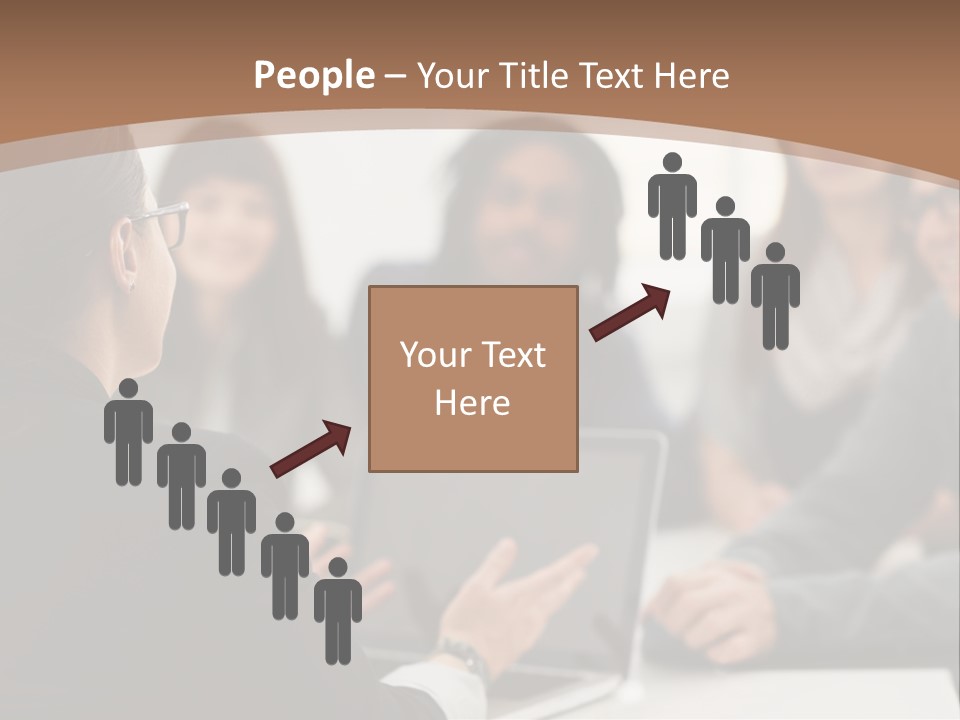 A Group Of People Sitting At A Table With A Laptop PowerPoint Template