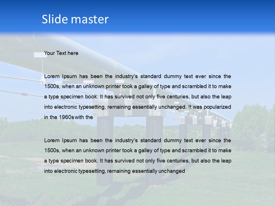 A Row Of Power Lines In A Green Field PowerPoint Template
