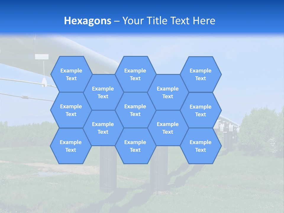 A Row Of Power Lines In A Green Field PowerPoint Template