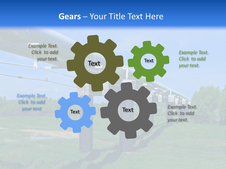A Row Of Power Lines In A Green Field PowerPoint Template