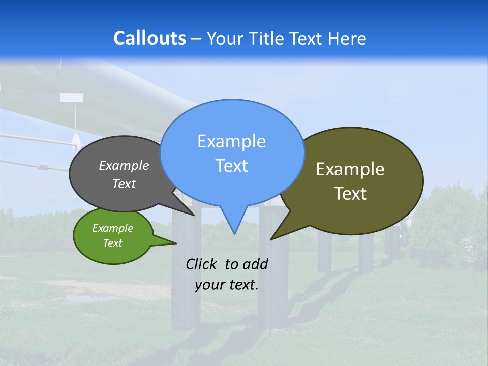 A Row Of Power Lines In A Green Field PowerPoint Template