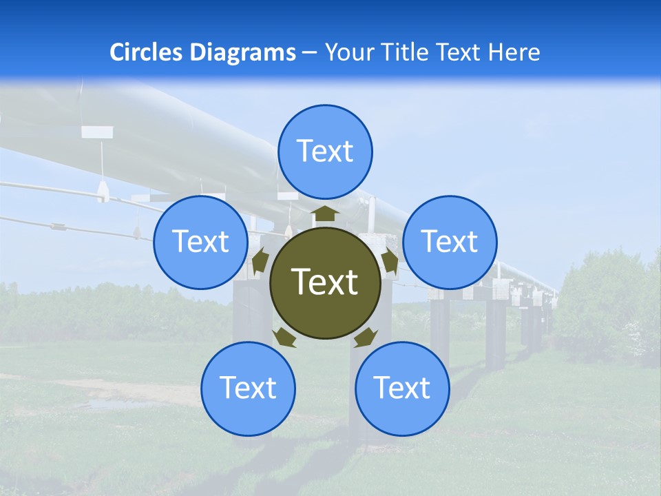 A Row Of Power Lines In A Green Field PowerPoint Template
