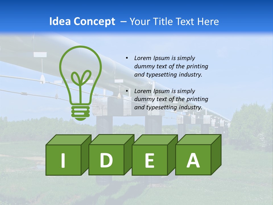 A Row Of Power Lines In A Green Field PowerPoint Template