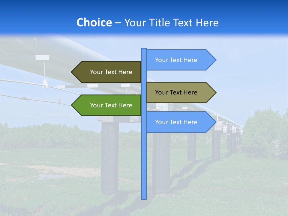A Row Of Power Lines In A Green Field PowerPoint Template