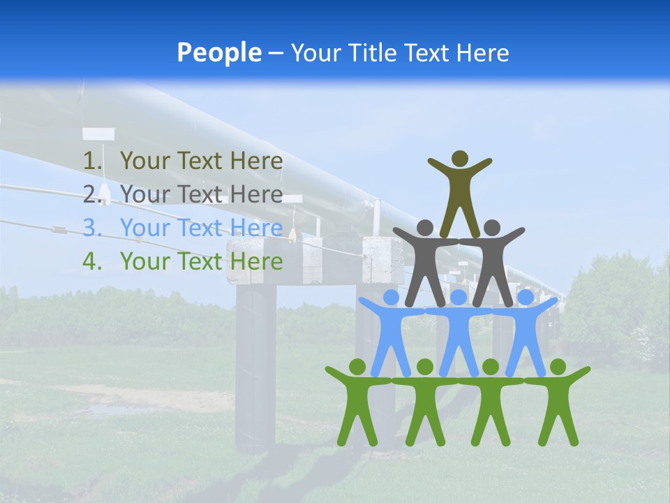 A Row Of Power Lines In A Green Field PowerPoint Template