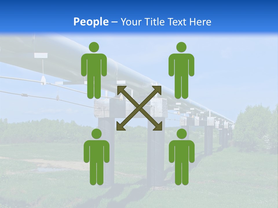 A Row Of Power Lines In A Green Field PowerPoint Template