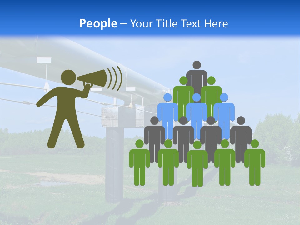 A Row Of Power Lines In A Green Field PowerPoint Template
