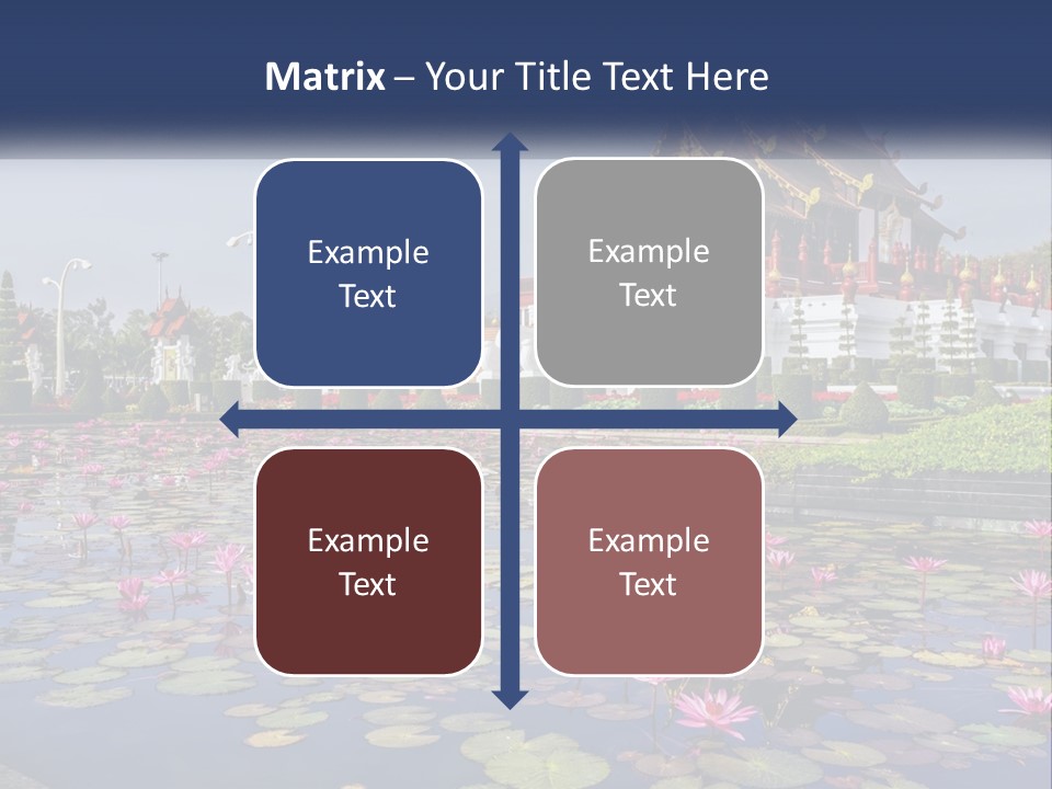 A Large Building With Lots Of Water Lilies In Front Of It PowerPoint Template