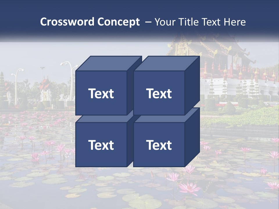 A Large Building With Lots Of Water Lilies In Front Of It PowerPoint Template
