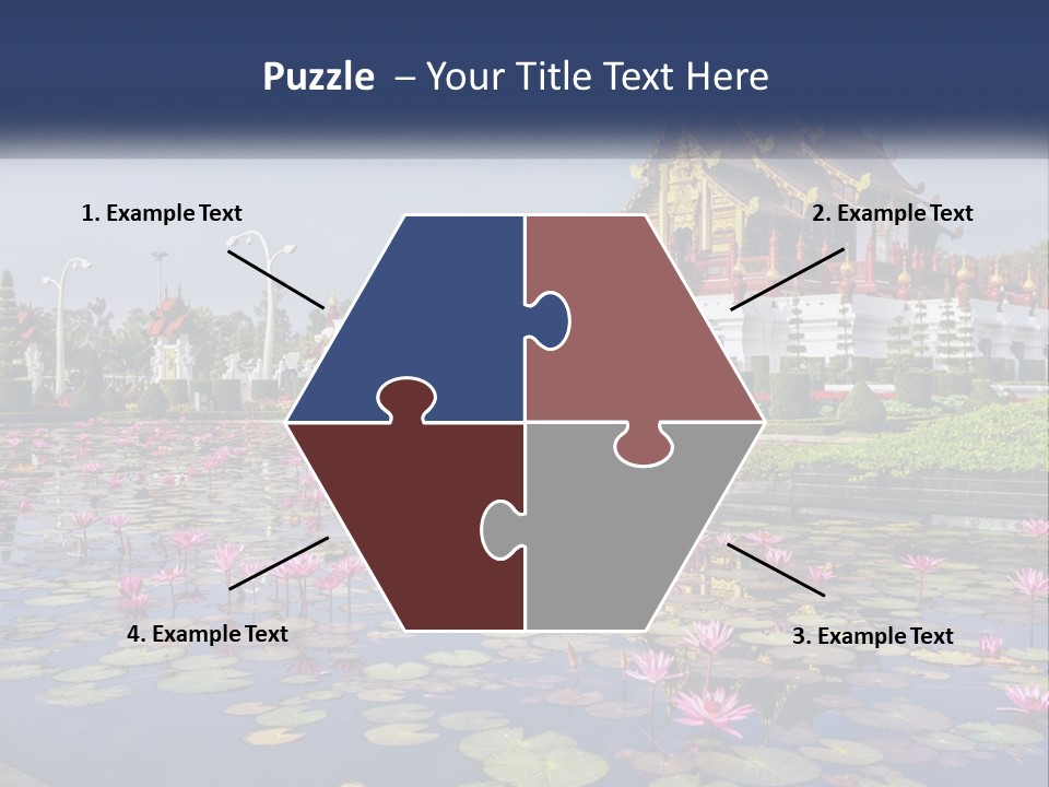 A Large Building With Lots Of Water Lilies In Front Of It PowerPoint Template
