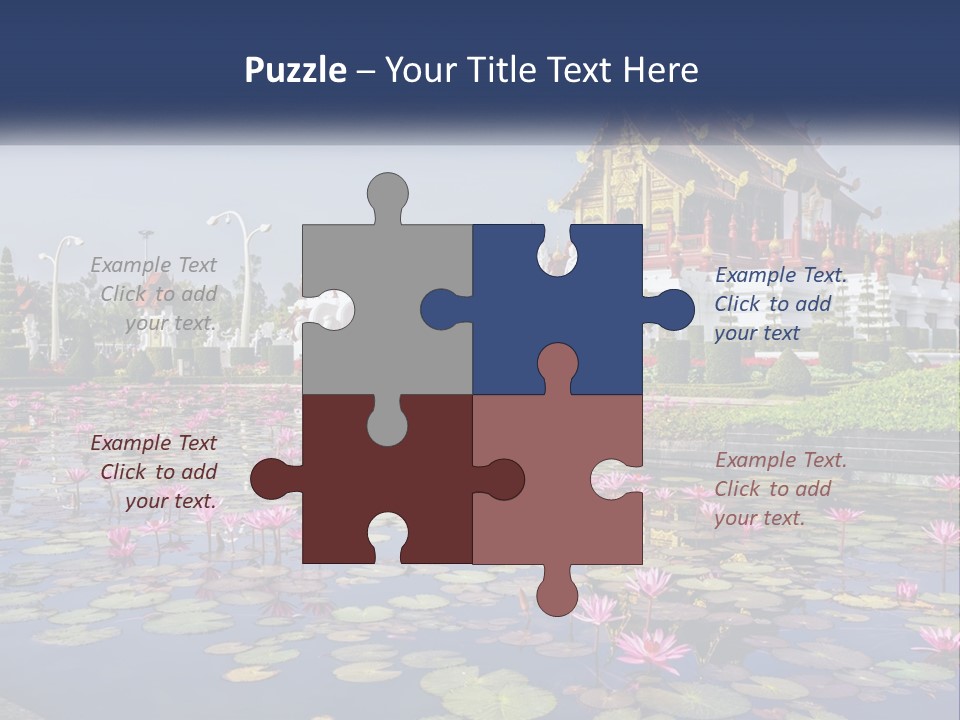A Large Building With Lots Of Water Lilies In Front Of It PowerPoint Template