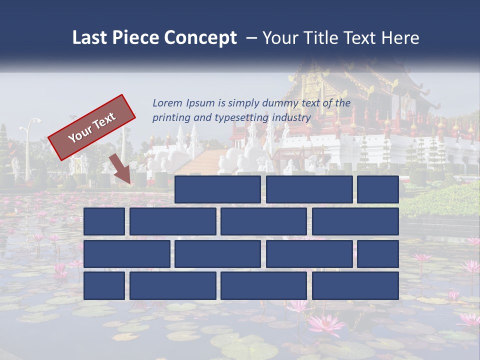 A Large Building With Lots Of Water Lilies In Front Of It PowerPoint Template