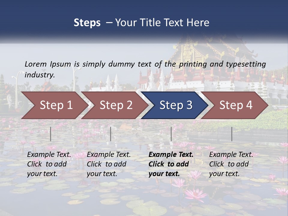 A Large Building With Lots Of Water Lilies In Front Of It PowerPoint Template