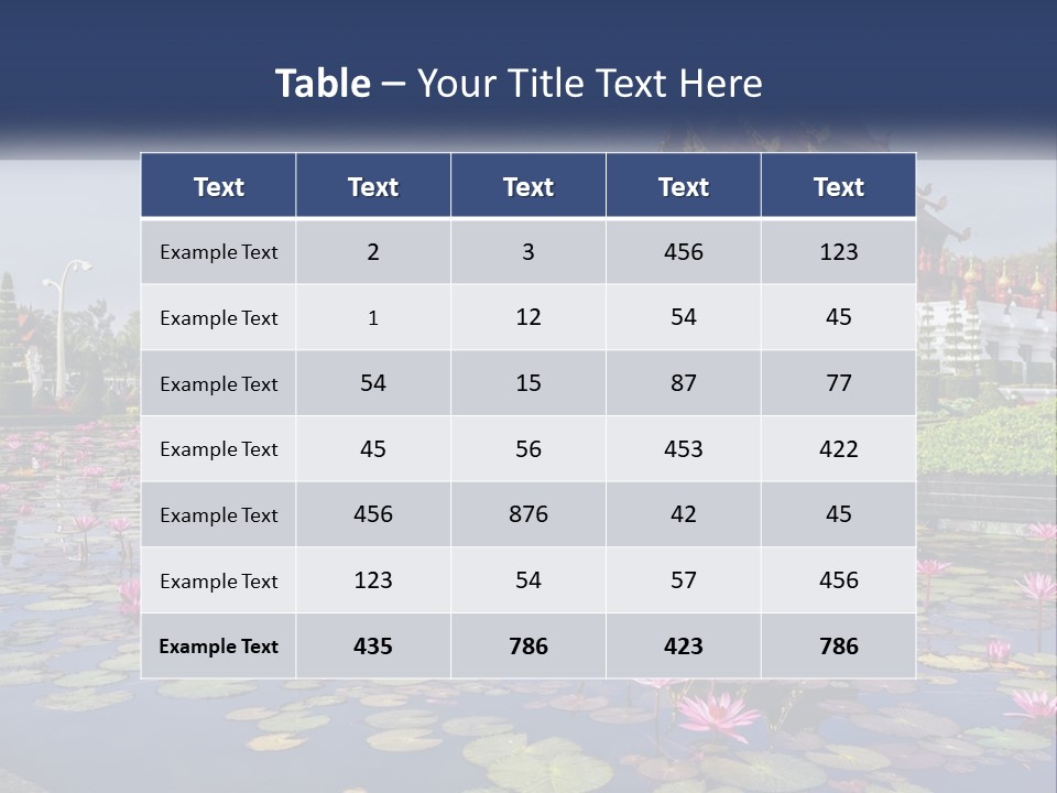 A Large Building With Lots Of Water Lilies In Front Of It PowerPoint Template