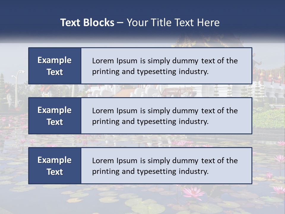 A Large Building With Lots Of Water Lilies In Front Of It PowerPoint Template